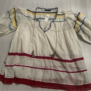 NWT Anthropologie -‎ Karolina K - Handcrafted Peasant Embroidered Blouse Sz M